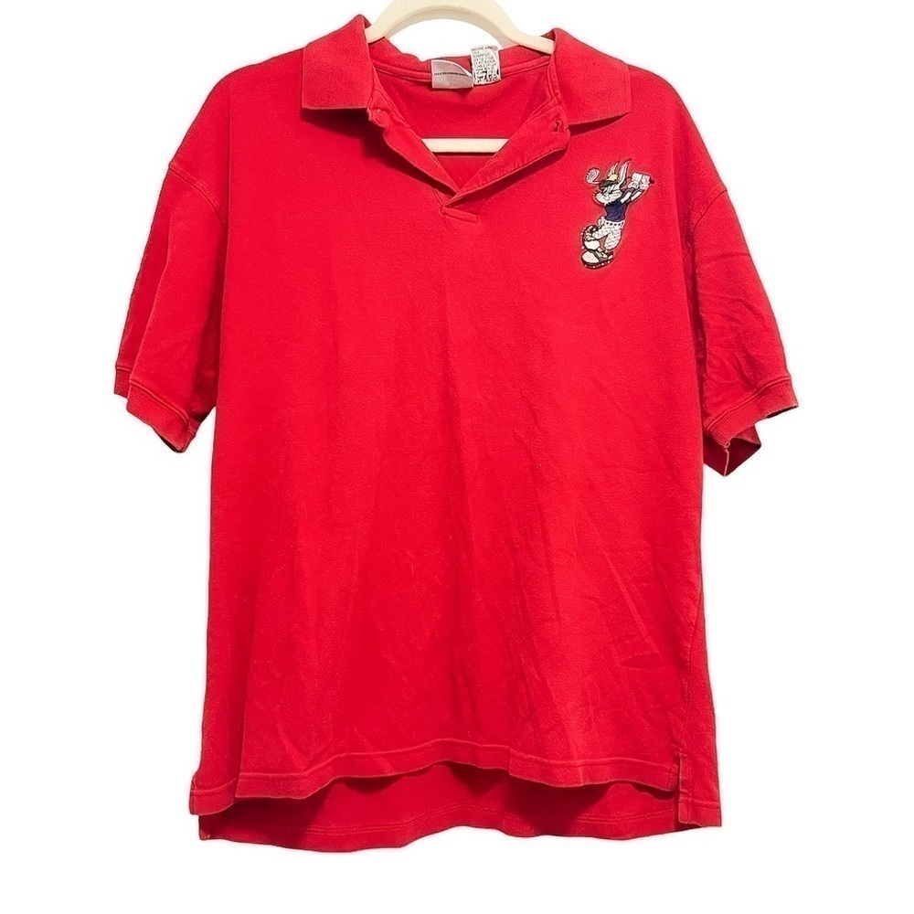 Vintage ACME Looney Tunes Golfing Bugs Bunny Embroidered Polo Top Large